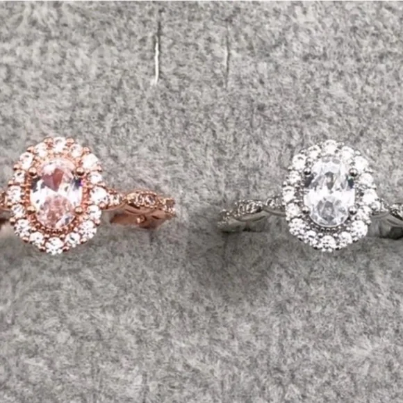 NEW Women’s White Gold Filled Oval Simulated Diamond Engagement‎ Ring, Sz 7 - Picture 8 of 10